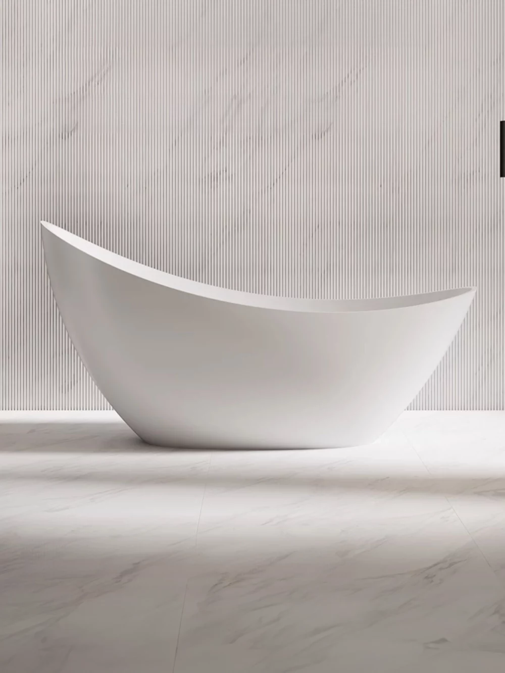 Freestanding Asymmetry Double Slipper Bathtub, Solid Surface Tub