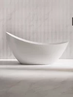 Freestanding Asymmetry Double Slipper Bathtub, Solid Surface Tub