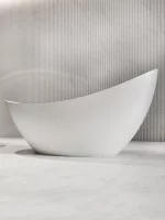 Freestanding Asymmetry Double Slipper Bathtub, Solid Surface Tub