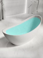 Freestanding Asymmetry Double Slipper Bathtub, Solid Surface Tub