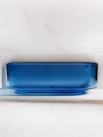 Back to Wall Blue Transparent Bathtub