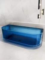 Back to Wall Blue Transparent Bathtub