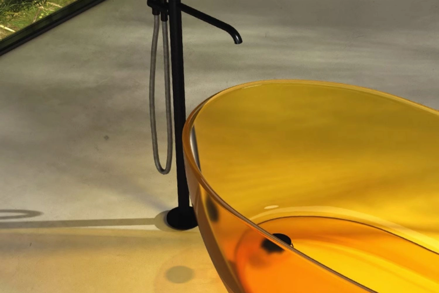 Luxury Transparent Yellow Bathtub - Super Thin Edge