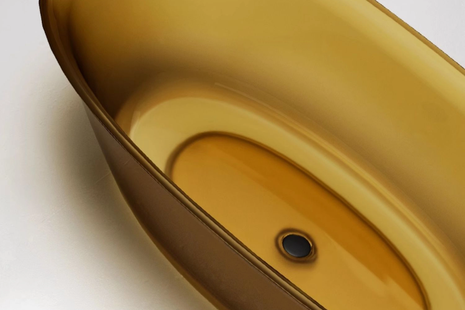 Oval Transparent Yellow Bathtub - Hand polished - smooth interior