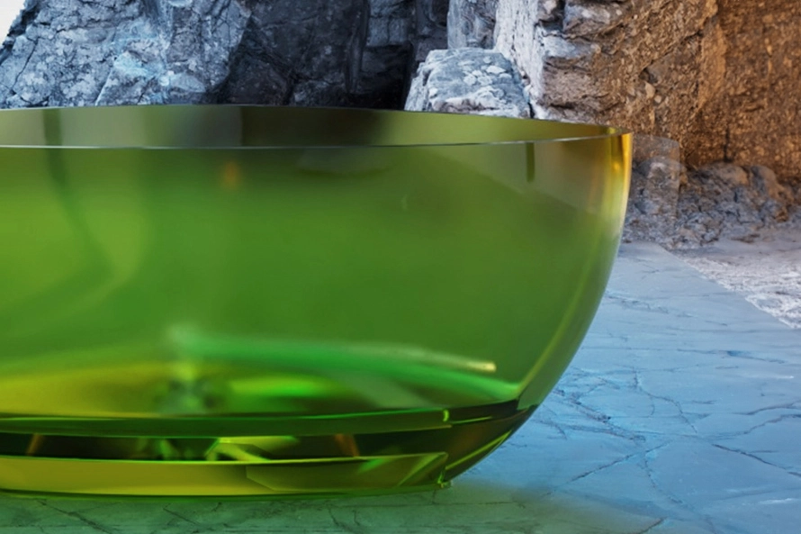 Triangular Transparent Green Deep Soaking Bathtub - Deep soaking