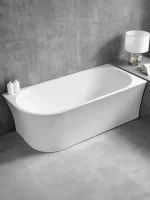 White Acrylic Corner Bathtub - Left matte