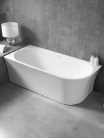 White Acrylic Corner Bathtub - Right glossy