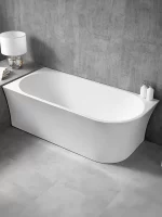 White Acrylic Corner Bathtub - Right matte