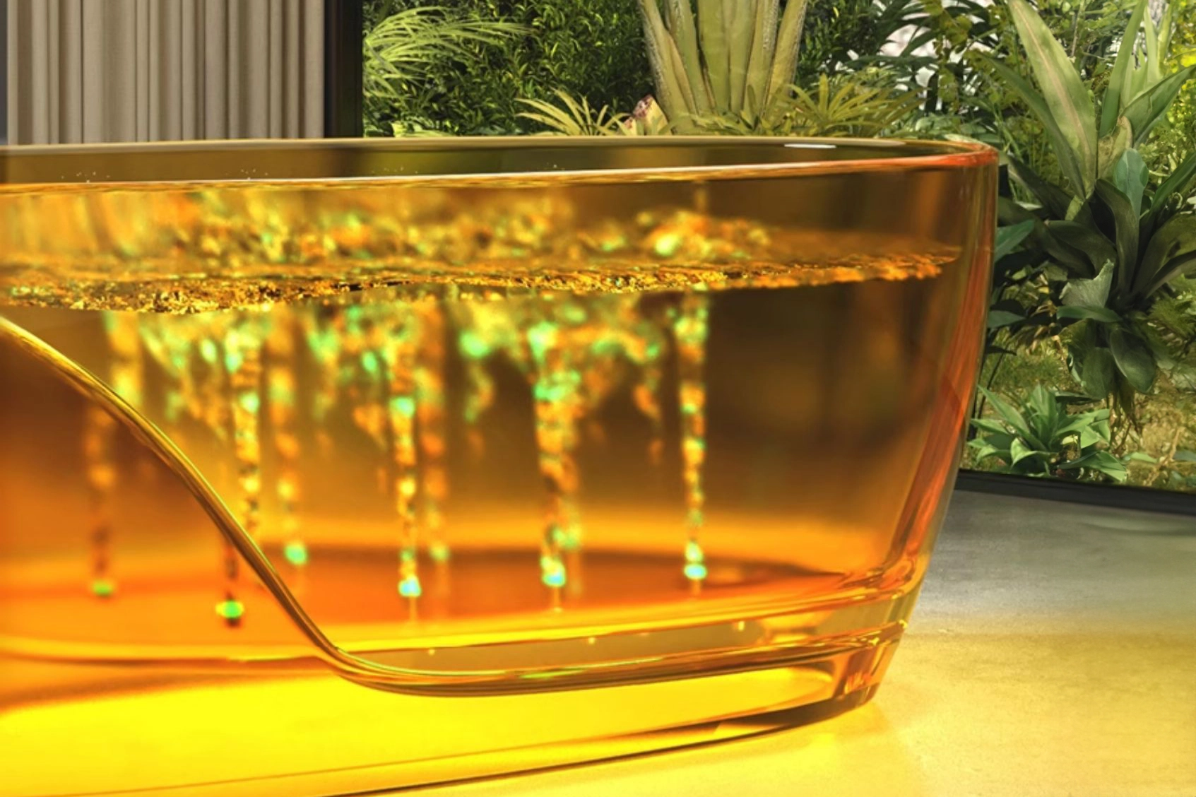 Yellow Transparent Air Jetted Tub - Air jetted function